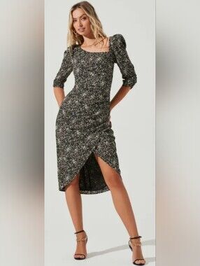 NWOT! ASTR Fall Glam Midi Anthro Women's Cocktail Party Cottagecore Dress Small